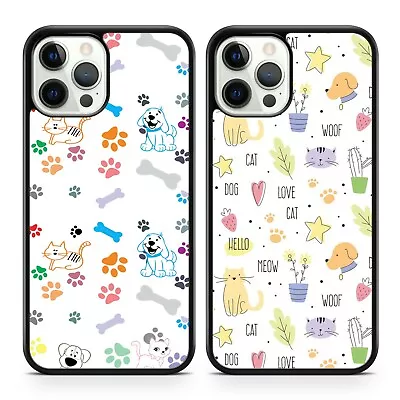 $19.22 • Buy Dogs Cats Paw Prints Bones Stars Flowers Pattern Phone Case Cover