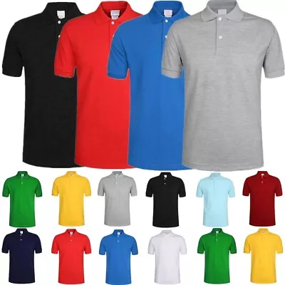 Men's Polo Shirt Dri-Fit Golf Sports Plain Solid Jersey Casual Cotton T Shirt • $10.99