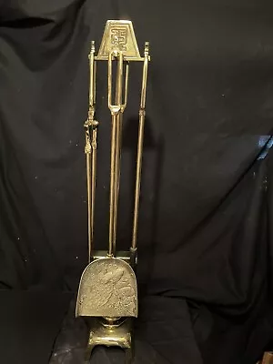 Vintage Mid Century Asian Inspired JAMES MONT Style Brass Fireplace Tool Set • $625