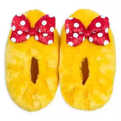 MiNNiE MoUSe~YeLLoW~ReD BoW~ADULT~Plush~Slippers~Shoes~Costume~Disney Store • £48.15