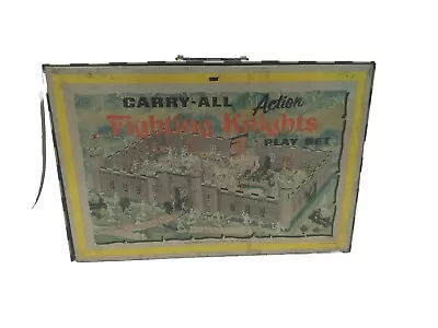 Vintage Marx Fighting Knights Metal Fort Playset Carrying Case Storage  #4635 • $34.99