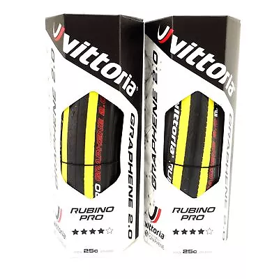 Vittoria Rubino Pro Road Bike Tire G+ 2.0 GRAPHENE 700 X 25c Black / Yellow • $46.90