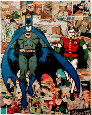 NYC Artist Ghost Original Painting  Bat Man And Robin  Vintage DC Comic  1/1 Art • $125