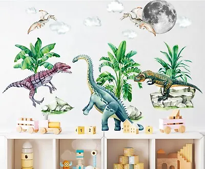 Jurassic Park Dinosaurs Tropical Palm Tree Wall Decal Sticker Boy Room Gift • $47.50