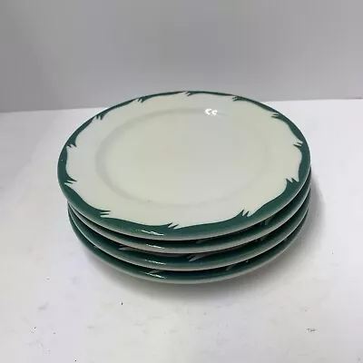 Vintage ABC China Green Crest Salad/ Dessert Plate Restaurant Ware SET OF 4 • $8.95