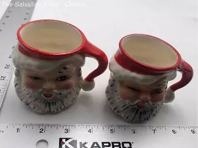 Vintage Napco Red White Ceramic Holiday & Seasonal Winking Santa And Mugs • $9.99