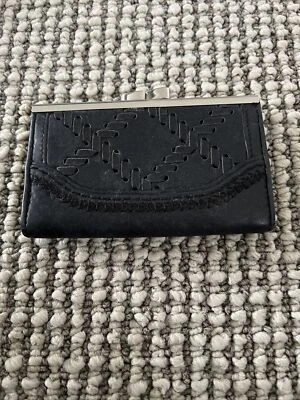 $27 • Buy OROTON * Coin * Credit * Card * Leather * Black * Silver * Purse * Wallet *