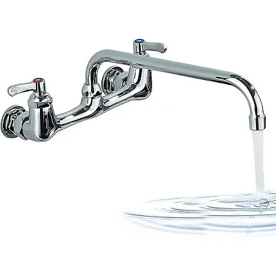 Commercial Swivel Sink Kitchen Faucet 8 In Center Wall Mount 12 In Swivel Spout • $43.59