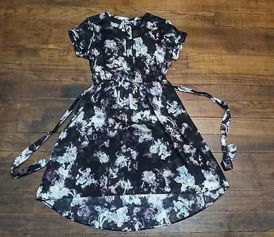 Simply Vera Vera Wang Women Black Floral Casual Dress Size Medium  • $7.99