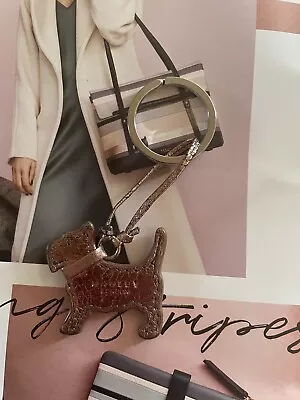 Radley Bronze Leather Dog Tag / Key Ring / Bag Charm. • £8