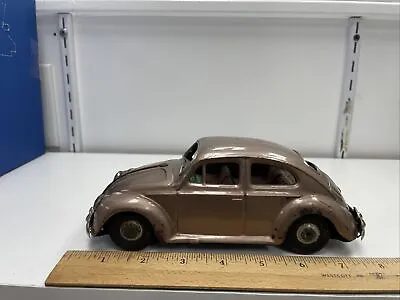 Vintage Bandai Japan Rare 8”  Friction Beige Taupe Volkswagen Beetle VW Bug • $60