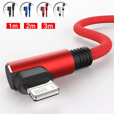 90° Degree Fast Charge Charger Cable For IPhone 11 12 13 7 8 6 3ft 6ft 10ft Long • £1.90