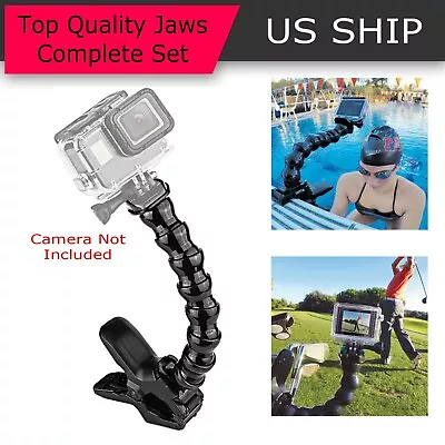 Gopro Camera Accessories Jaws Gooseneck Flex Clamp Mount + Adjustable Neck • $10.99