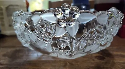 Vintage Mikasa Carmen Crystal Glass Bowl Frosted Embossed Clear Floral Fruit 8.5 • $15