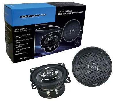 SUB ZERO SS3325 Ice 4-inch Coaxial 150W Speakers For In-Car Stereo Music Black • £14.48