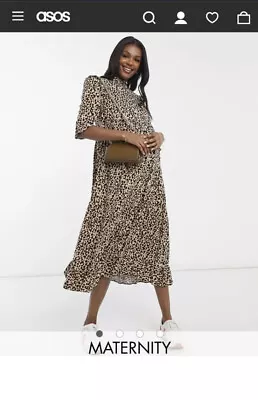 $16.40 • Buy ASOS Maternity Womens Dress Leopard Midi Size 12