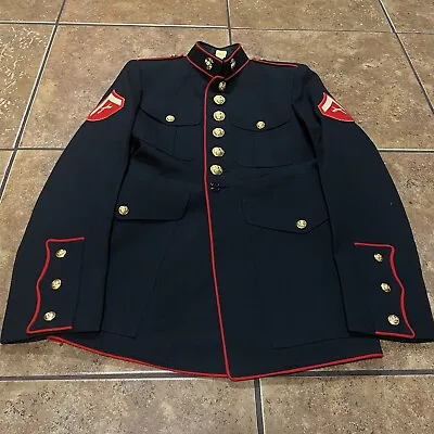 USMC US Marine Corps Corporal CPL Dress Blues Uniform Jacket 37S Authentic • $74.95