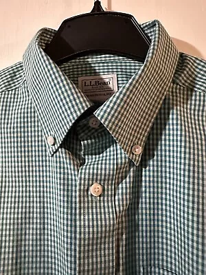 Ll Bean Men’s Long Sleeve Check Button Front Button Down Shirt Size 15 1/2 33 B7 • $11