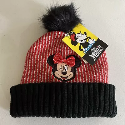 Disney Minnie Mouse Little Girls Beanie One Size Fits Most Red/Black • $9.95