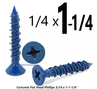 Concrete Flat Head Phillips 1/4 X 1-1/4  Block Brick Masonry Screw Tapcon • $9.99