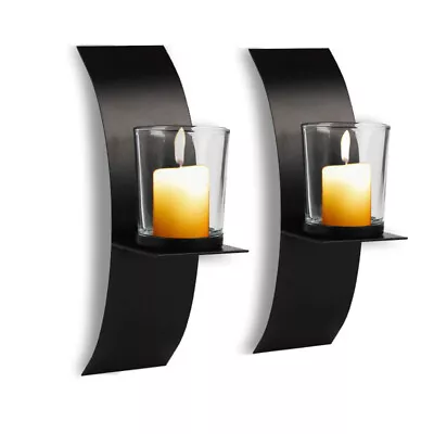 2PCS Metal Candle Holder With Glass Cup For Home Wedding Living Room Decoration • £9.95