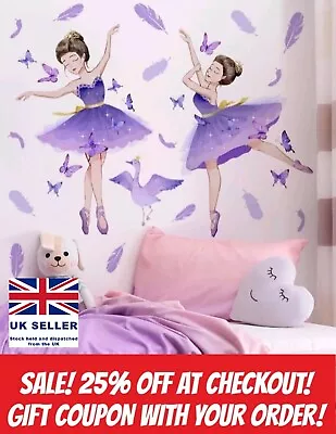 Wall Sticker Ballerina Dancer Bedroom Princess Vynil Decal Furniture Playroom • £15.55