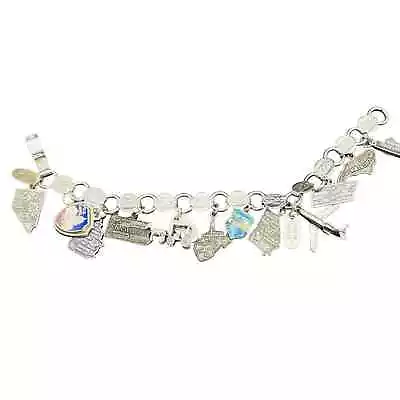 VTG Sarah Coventry Charm Bracelet With 16 Sterling Silver US State Travel Charms • $86.99