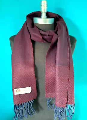 Men's WINTER 100%CASHMERE SCARF Twill Wine / Navy Blue Made In England Soft Wool • $10.50