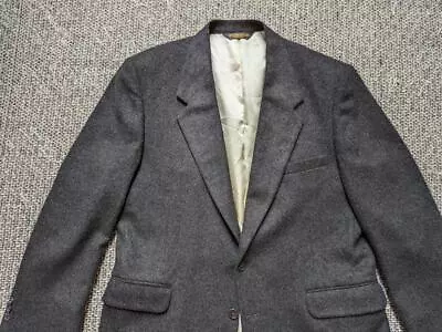 Vintage USA Made CAMEL HAIR Sportscoat 44R Charcoal Gra BLAZER Jacket • $21.95