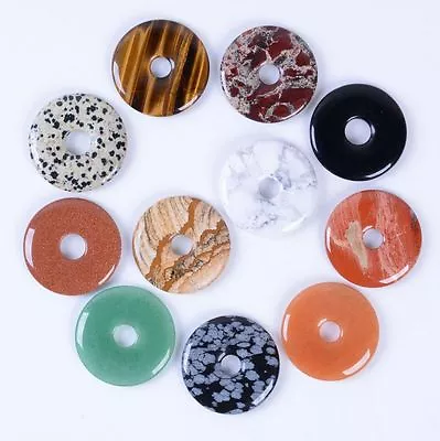 $4.99 • Buy 40mm Gemstone Donut Pendant Bead Different Quantity For Your Choice