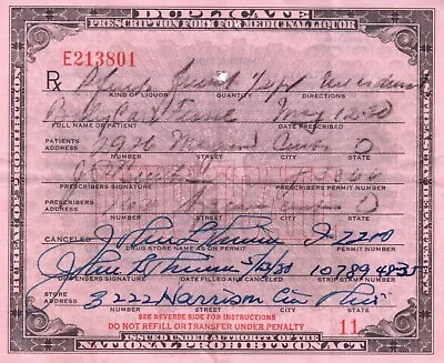 Old 5/13 1930 Prohibition Prescription Whiskey Pharmacy Bar Doctor Cincinnati OH • $24.94