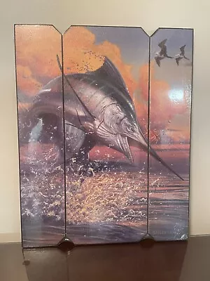 SAILFISH PAINTING BILLFISH ON HARD BOARD 20 X16  ARTIST SGN MARLIN SWORDFISH • $13.99