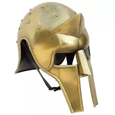 Medieval Gladiator Arena Brass Spike Helmet Metallic One Size Viking Helmet • $99.99