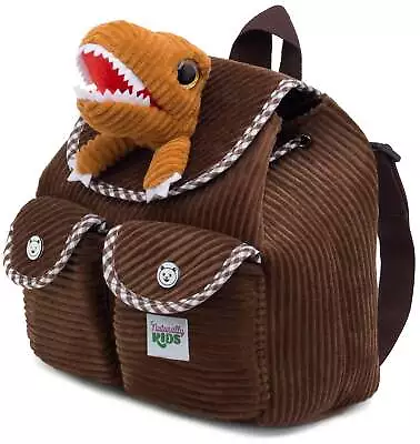 Kids Backpack With Corduroy Brown Dinosaur  T-Rex Stuffed Animal Plush Toy • $19.98