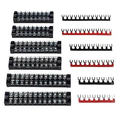 Terminal Block And Strip - 6 Sets 8/10/12 Positions 600V 25A Dual Row Wire Sc... • $26.32