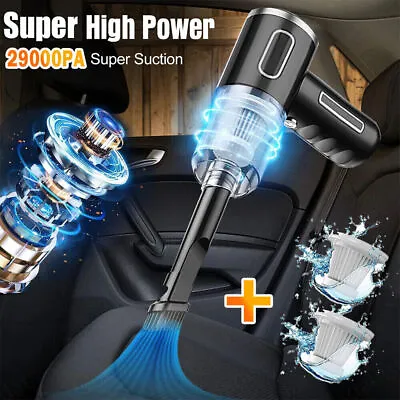 29000pa Powerful Car Vacuum Cleaner Wet/Dry Cordless Strong Suction Handheld UK • £10.89