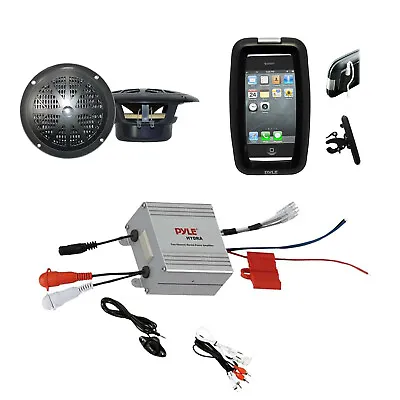 Bike Boat ATV Outdoor Marine Use 4  Speakers IPod Input Amplifier Phone Case • $111.99