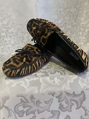 Michael Kors Sutton Moccasins Woman’s Loafers Calf Hair Leopard Size 7 NEW • $25