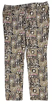 Chicos Womens Pants Sz 1.5 / Sz 10 Tribal Print Slim Leg Ankle Length Mid Rise • $29.95