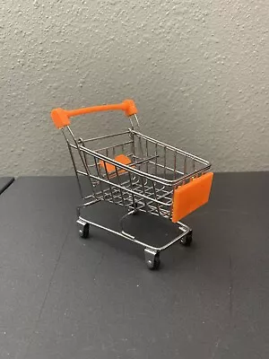 4.5   MINI GROCERY SHOPPING CART TOY Steel Metal Orange Buggy Decor • $5.09