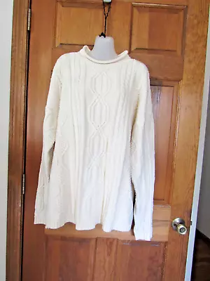 $300 Whaler Knits Sweater Knit Irish Aran Natural Beige Cotton MA USA Large 44  • $75