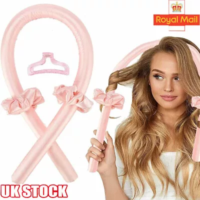 Women Girl Silk Ribbon Hair Curler Heatless Curling Rod Head Band Wave Former • £5.99