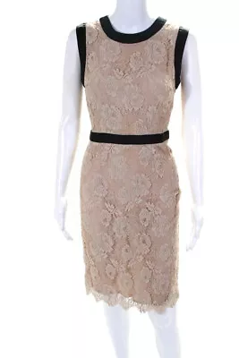 Milly Of New York Womens Lace Floral Silk Lined Textured Dress Tan Size4 • $48.79