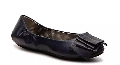 Me Too Lilyana Black Leather Women Ballet Flat N6702* Size 5.5 M • $50.56