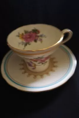 £21.63 • Buy AYNSLEY Fine Bone China Coffee Cup & Saucer Set Pale Yellow Red Pink Roses Tea 