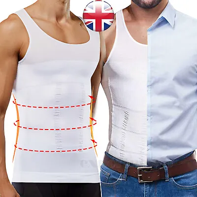 UK MEN SLIMMING VEST Body Shaper Slim Chest Belly Waist Boobs Compression Shirt • £12.79