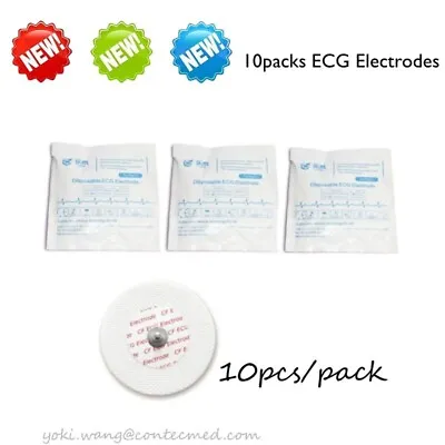 100pcs Disposable Sticky ECG Electrodes For CONTEC ECG Patient Monitor 10 Packs • £34.80