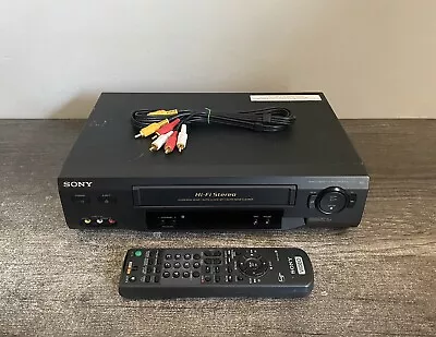 Sony VCR VHS Player With Remote & Cables 4 Head Hi-Fi Stereo VCR Recorder Tested • $109.97