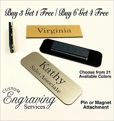 1x3 Employee Personalized Name Tag Badge Magnet Or Pin Identification Engraved • $3.55