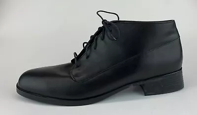 Munro American Womens Black Leather Lace Up Ankle Boots Sz US 10 • $39.99